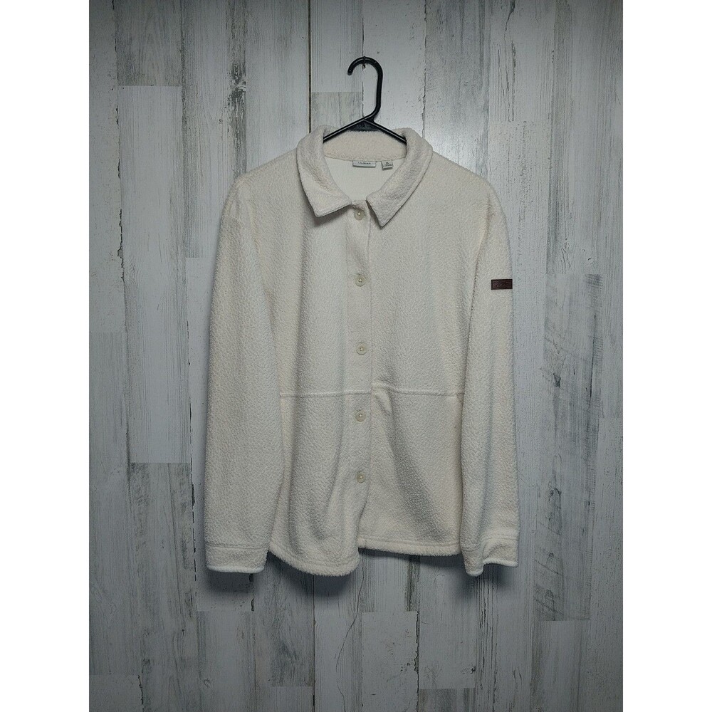 L.L. Bean Ivory Sherpa Shirt Jacket Women's Medium